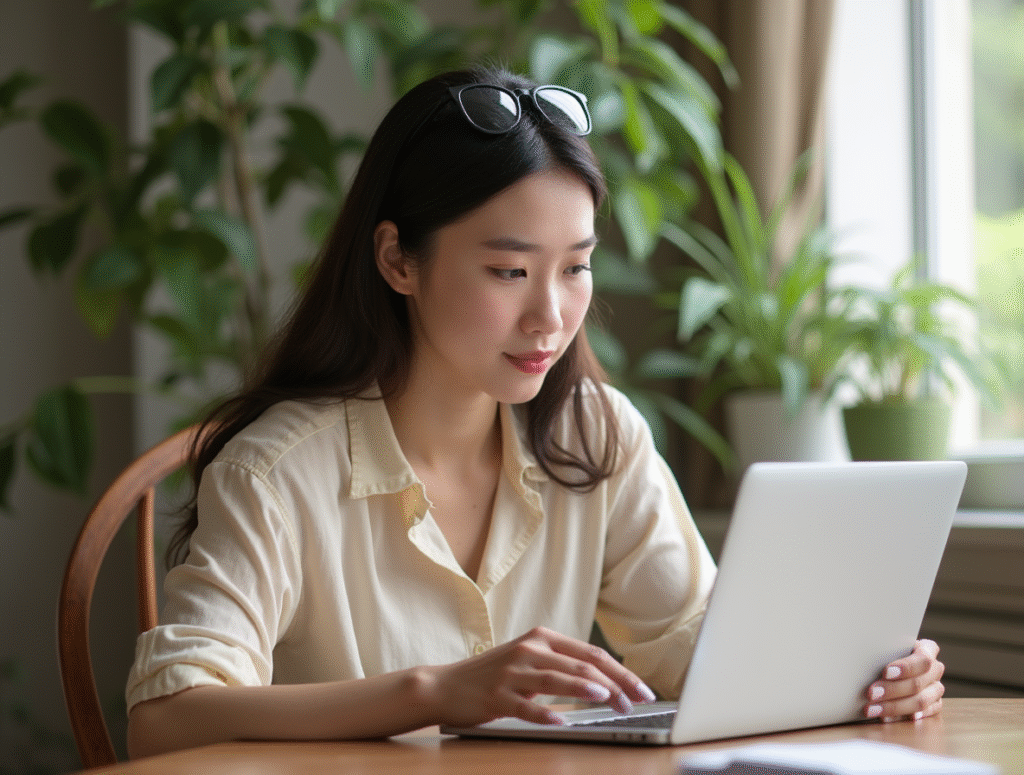 Người dùng so sánh các loại thẻ nghỉ dưỡng và điểm đến trên laptop